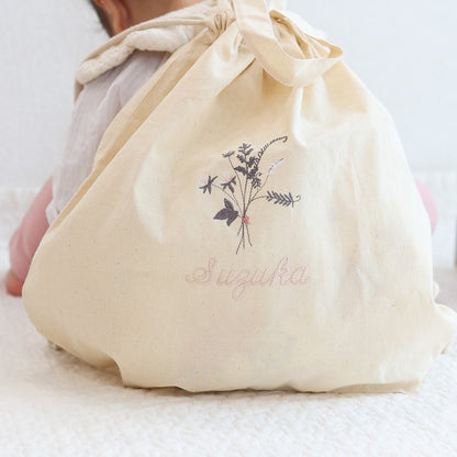 一升餅 1歳誕生日 刺繍名入れ 名前入りリュック・生成り・トレフルブラン