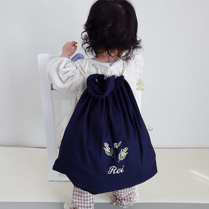 一升餅 刺繍名入れ 1歳誕生日 名前入りリュック・ネイビー・ミモザ