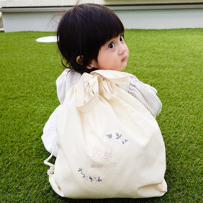 一升餅 1歳誕生日 刺繍名入れ 名前入りリュック・生成り・シャルム
