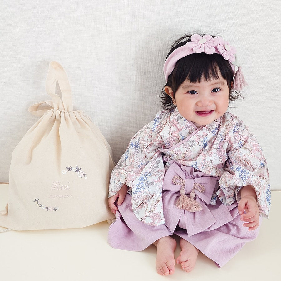 一升餅 1歳誕生日 刺繍名入れ 名前入りリュック・生成り・シャルム
