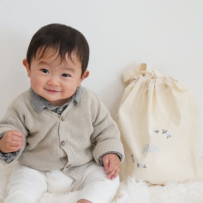 一升餅 1歳誕生日 刺繍名入れ 名前入りリュック・生成り・シャルム