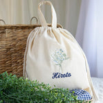 画像をギャラリービューアに読み込む, 刺繍名入れ 1歳誕生日 一升餅 名前入りリュック・生成り・フルリ・ブルー
