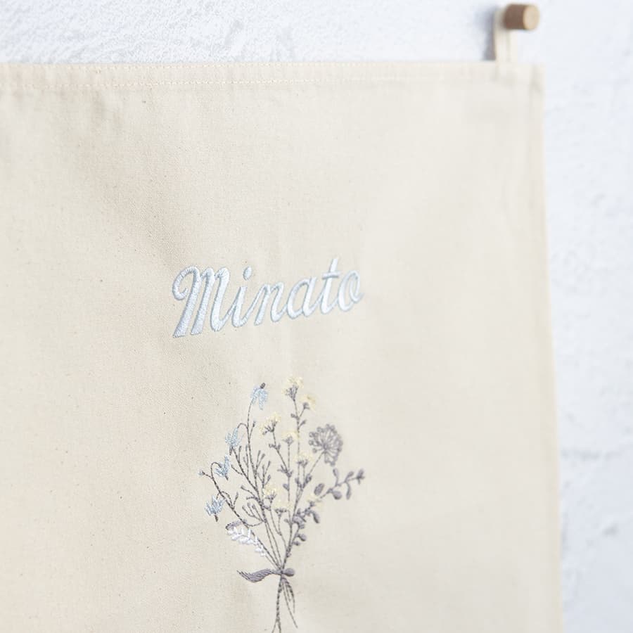 刺繍 命名書 命名タペストリー ブーケ・ブルー