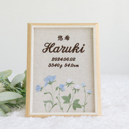 刺繍命名書・フロレゾン・ブルー