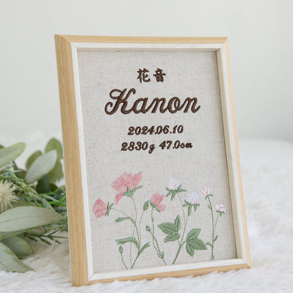 刺繍命名書・フロレゾン・ピンク
