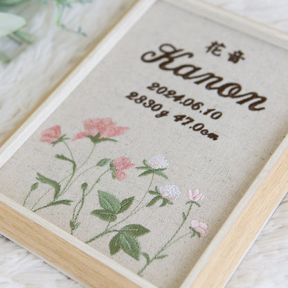 刺繍命名書・フロレゾン・ピンク
