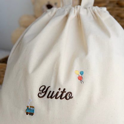 刺繍名入れ 1歳誕生日 一升餅 名前入りリュック・生成り・ルトラン