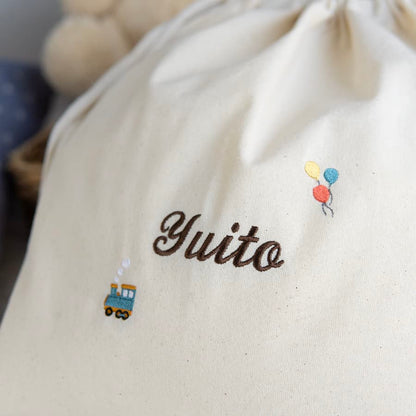 刺繍名入れ 1歳誕生日 一升餅 名前入りリュック・生成り・ルトラン