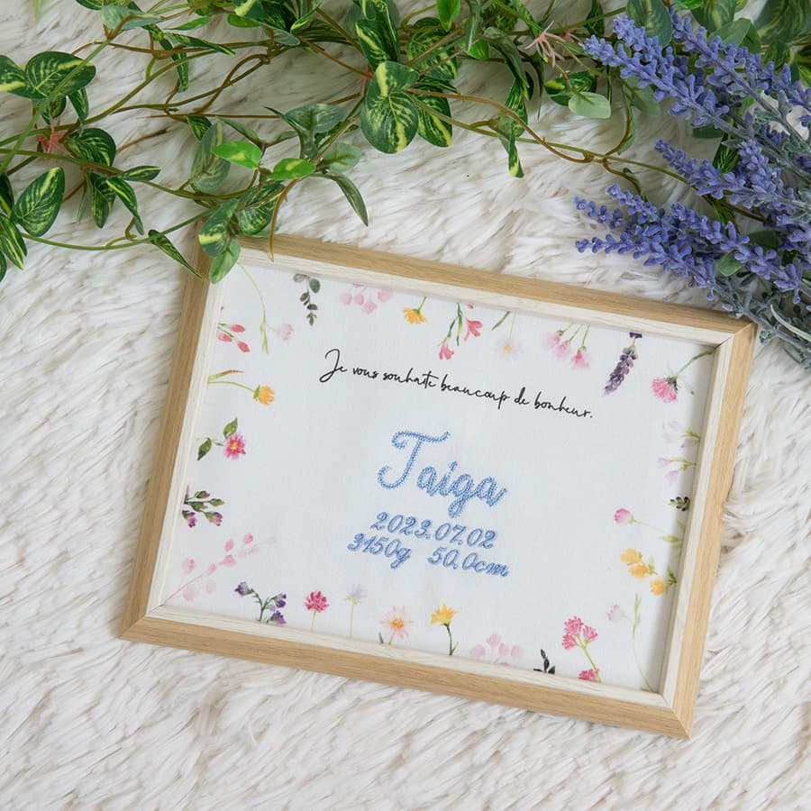 刺繍命名書・flowers