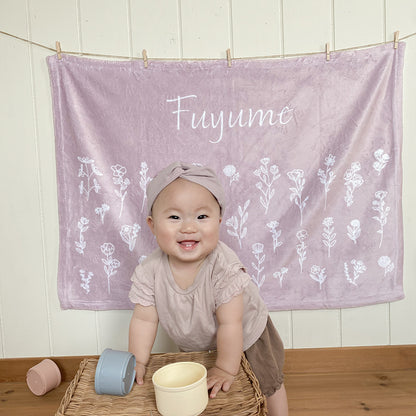 名前入りブランケット ボタニカル・アッシュピンク