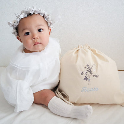 一升餅 1歳誕生日 刺繍名入れ 名前入りリュック・生成り・トレフルブラン