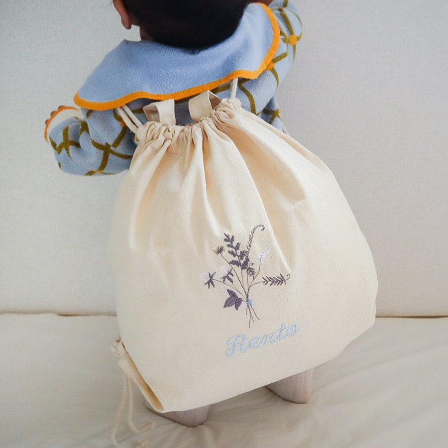 一升餅 1歳誕生日 刺繍名入れ 名前入りリュック・生成り・トレフルブラン