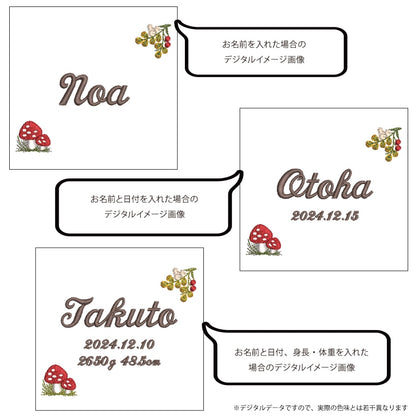 刺繍名入れ 1歳誕生日 一升餅 名前入りリュック・生成り・シャンピニオン