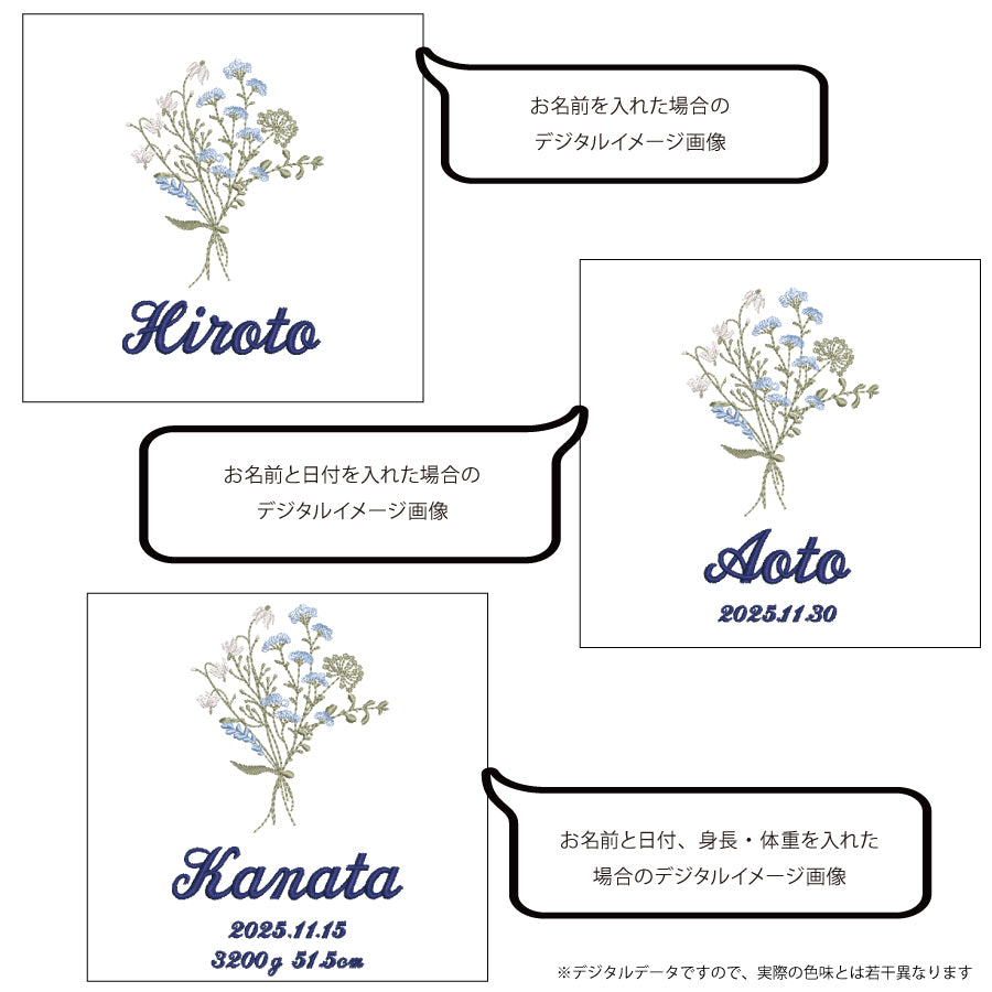 刺繍名入れ 1歳誕生日 一升餅 名前入りリュック・生成り・フルリ・ブルー