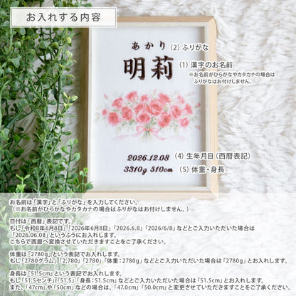 刺繍命名書・12月生まれの誕生花