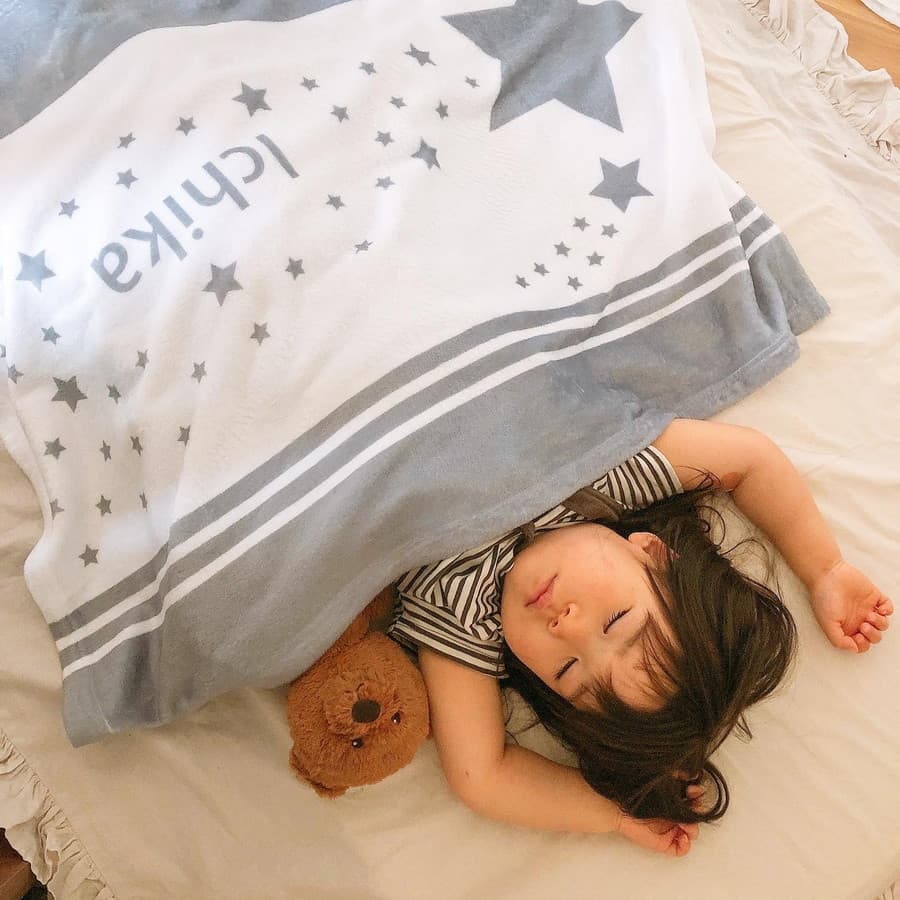 名前入りブランケット 星降る未来 グレー