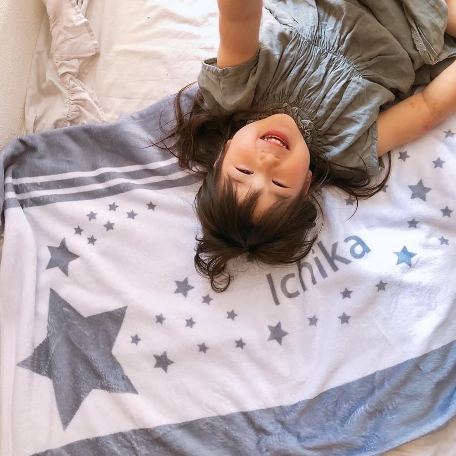 名前入りブランケット 星降る未来 グレー