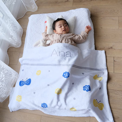 名前入りブランケット ちょうちょとねんね