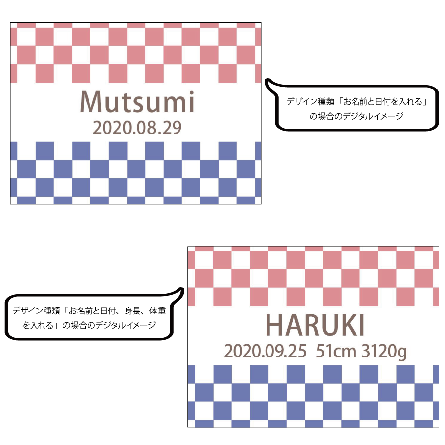 名前入りブランケット パステルチェッカー