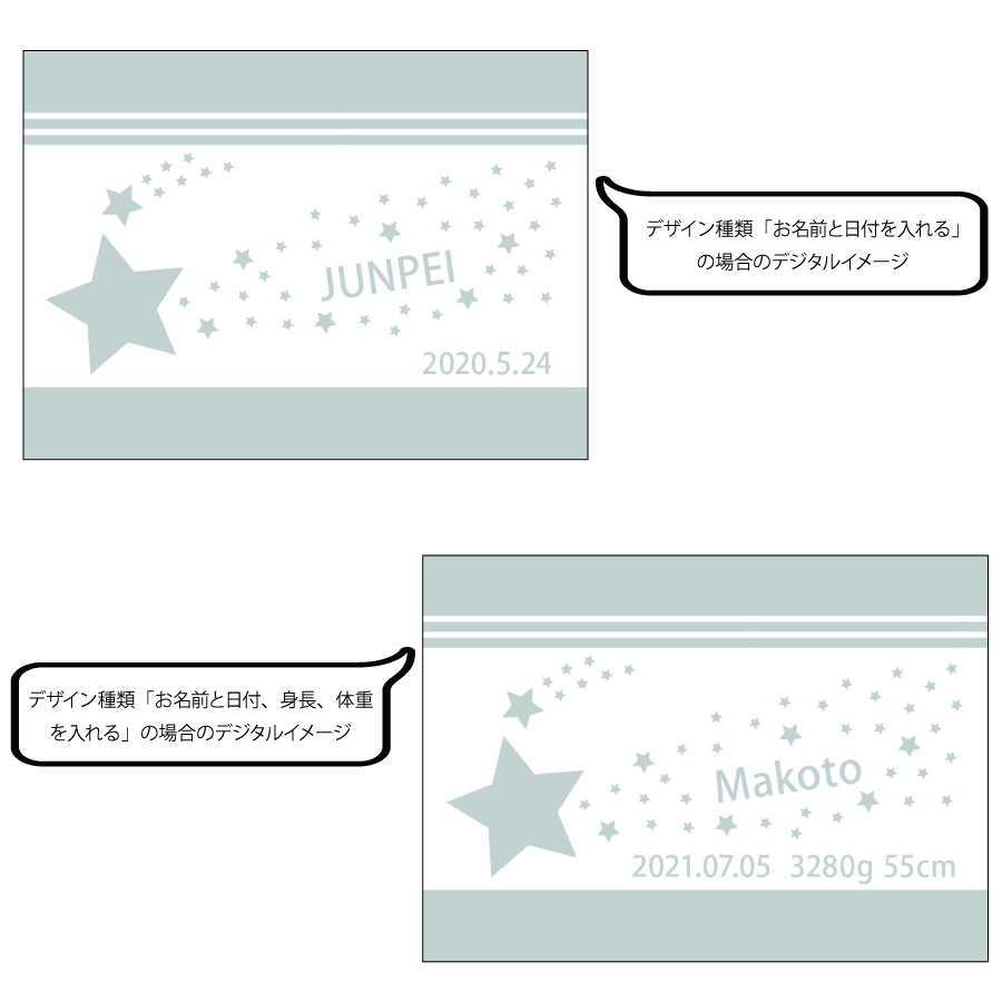 名前入りブランケット 星降る未来 スモーキーミント