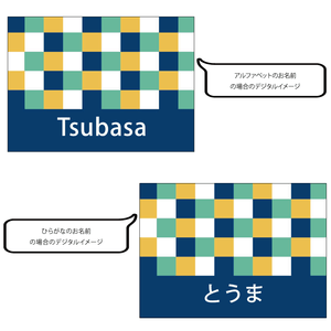 名前入りブランケット ブロックチェック・ブルーとスタイとミニハンカチのギフトセット