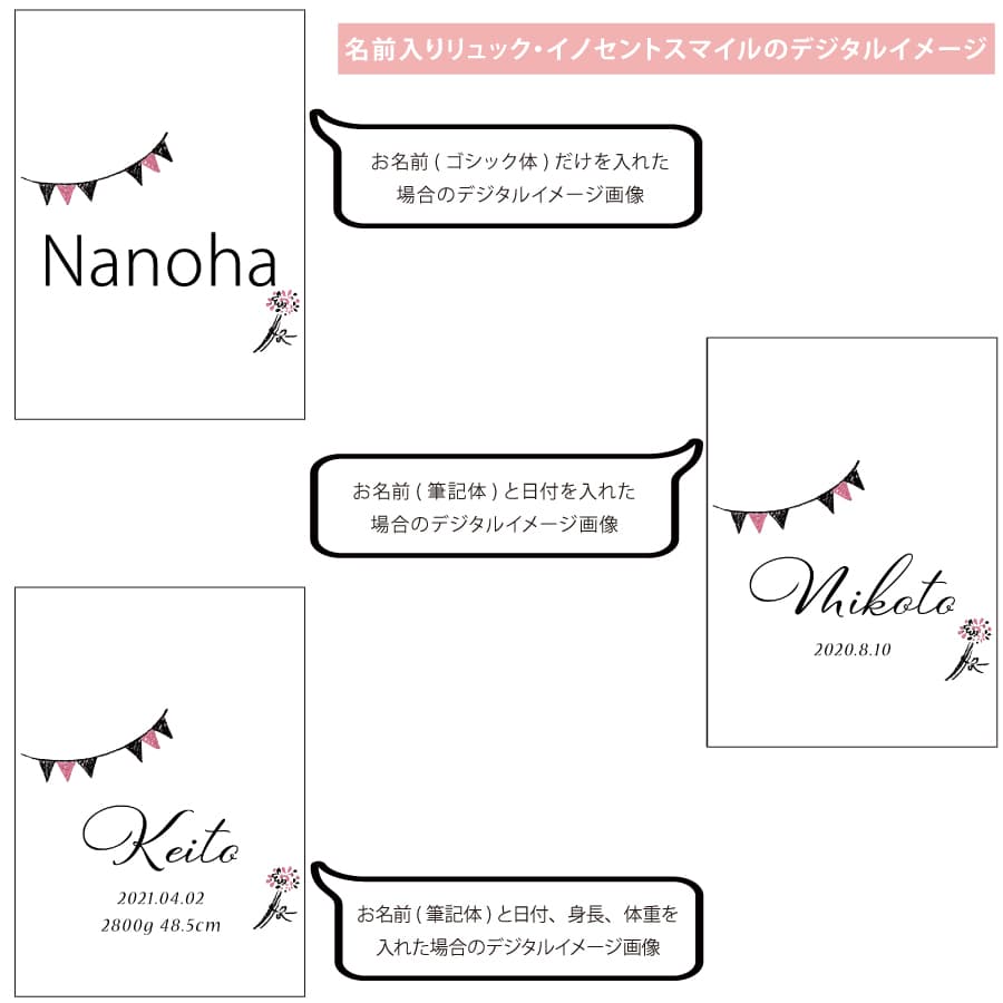 出産祝いに 名前入りリュックと名前入りおむつ巾着のギフトセット